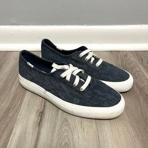 Keds Sneakers Women’s 7 Dark Blue Chambray Denim Lace Up